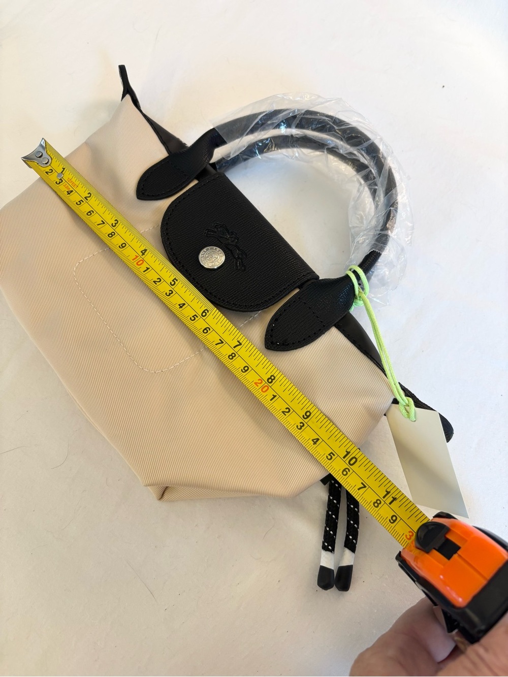 Longchamp Le Pliage mini Handbag in Beige with Black Trim - Picture 7 of 8